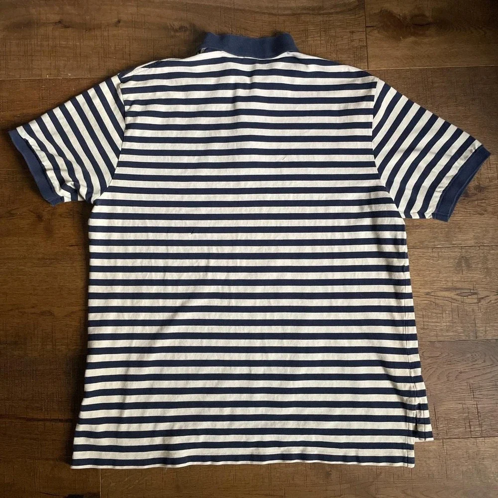 Polo Ralph Lauren Polo Shirt Mens XXL Navy Preppy Striped Vintage Short Sleeve